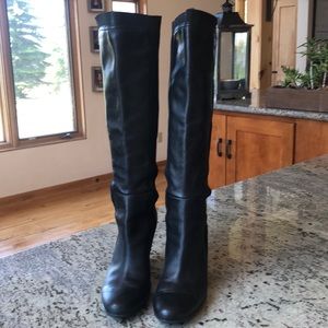 Tahari Sleek Black Knee-High Heeled Boots